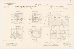 Schwarzer und weißer Grundriss des ehemaligen Bundeskanzleramts, zeigt detaillierte architecturale Layout und Anmerkungen.