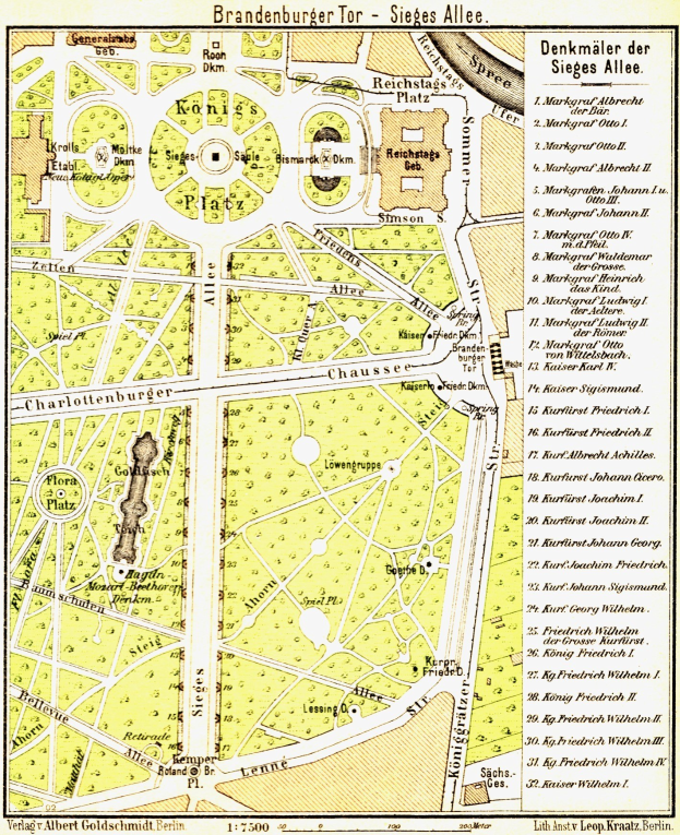 Ausführliche alte Karte von Brandenburg, Deutschland, die Straßen, Gebäude, Parks und Sehenswürdigkeiten zeigt.