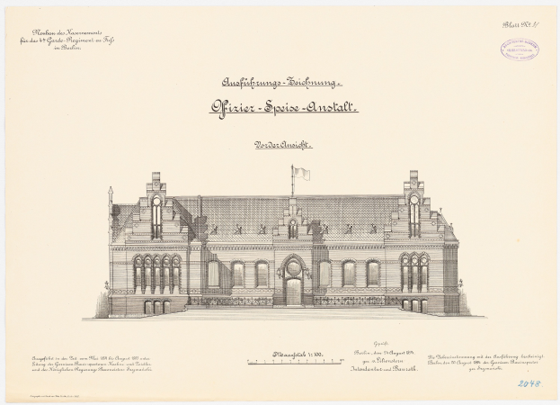 Eine Zeichnung des Hauptsaals des Deutschen Parlaments in Berlin, die eine Flagge auf dem Dach zeigt.