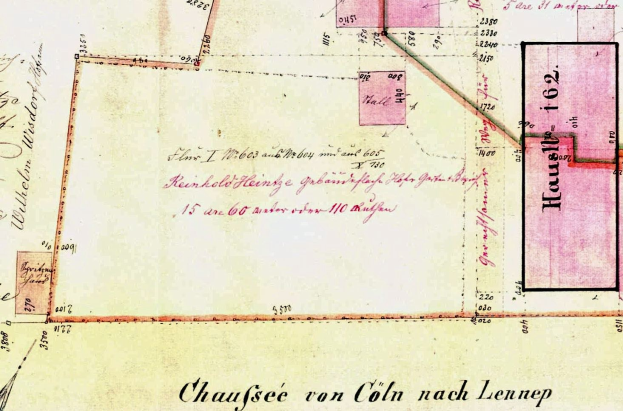 Ausführliche alte Karte von Leipzig, Deutschland, mit Text und Zahlen, die eine geplante Stelle hervorhebt, Straßen, Gebäude und Sehenswürdigkeiten zeigt.